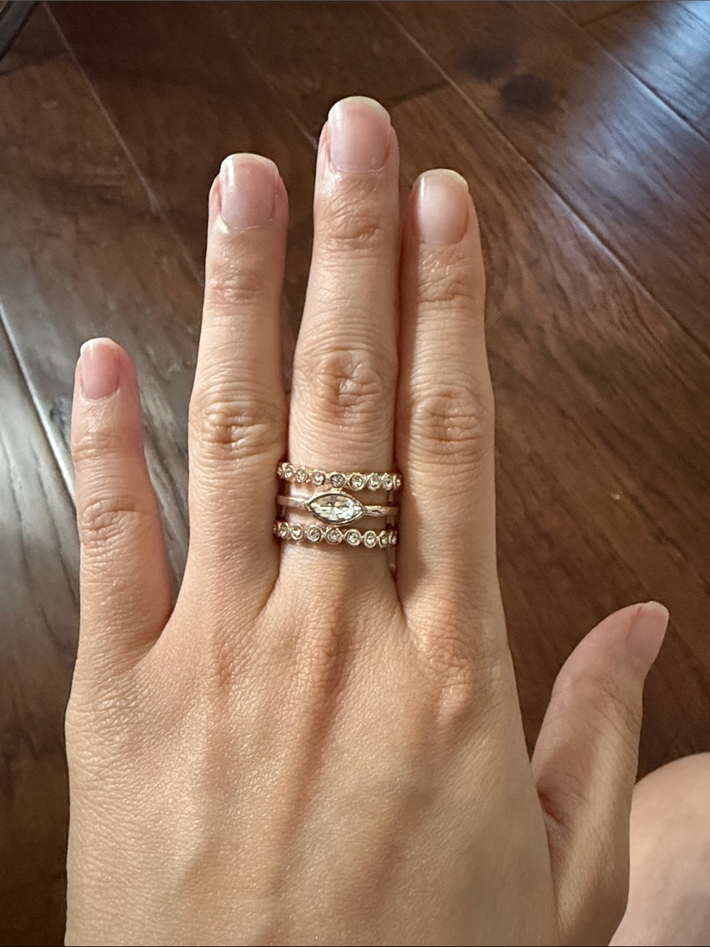Crystal Marquise Stackable Ring Set - Rose Gold